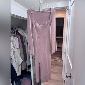 Elegant Nude Long Sleeve Dress